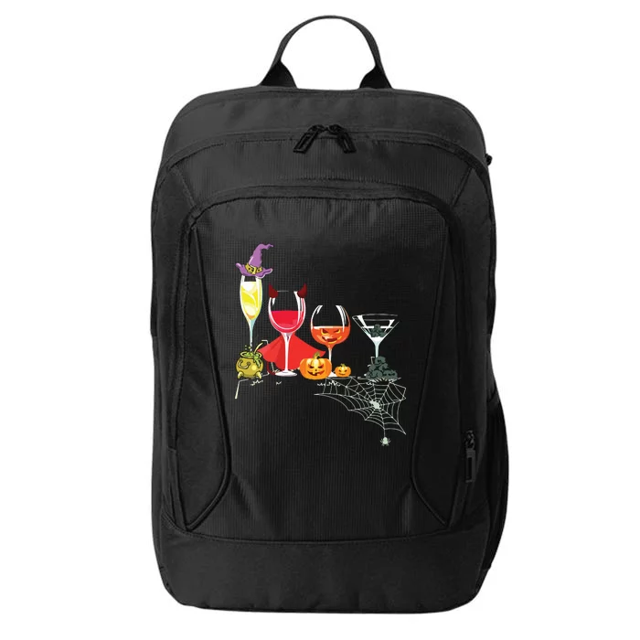 Women Spellbind Wine Glass Of Witchcraft Halloween Vneck City Backpack