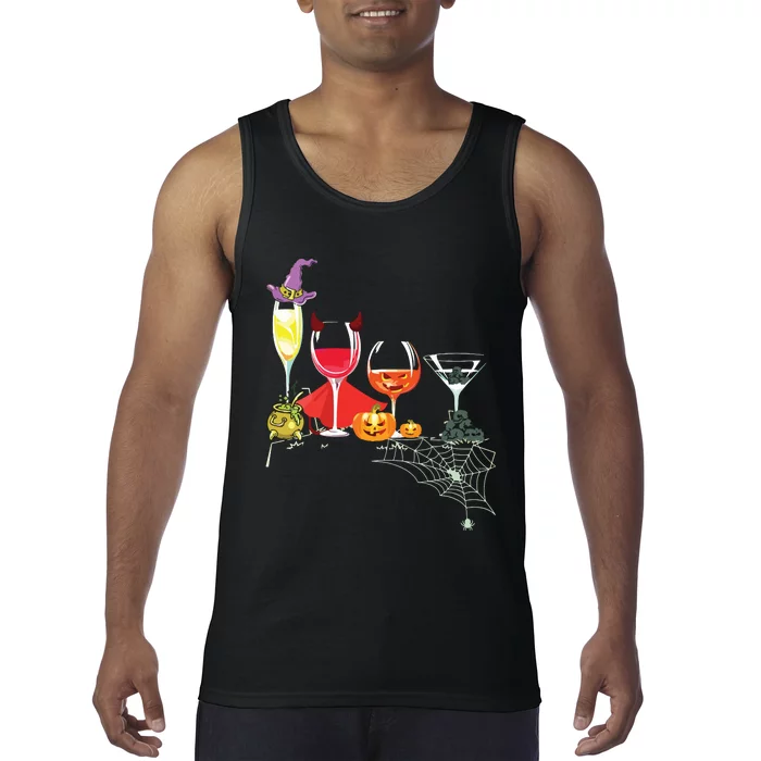 Women Spellbind Wine Glass Of Witchcraft Halloween Vneck Tank Top