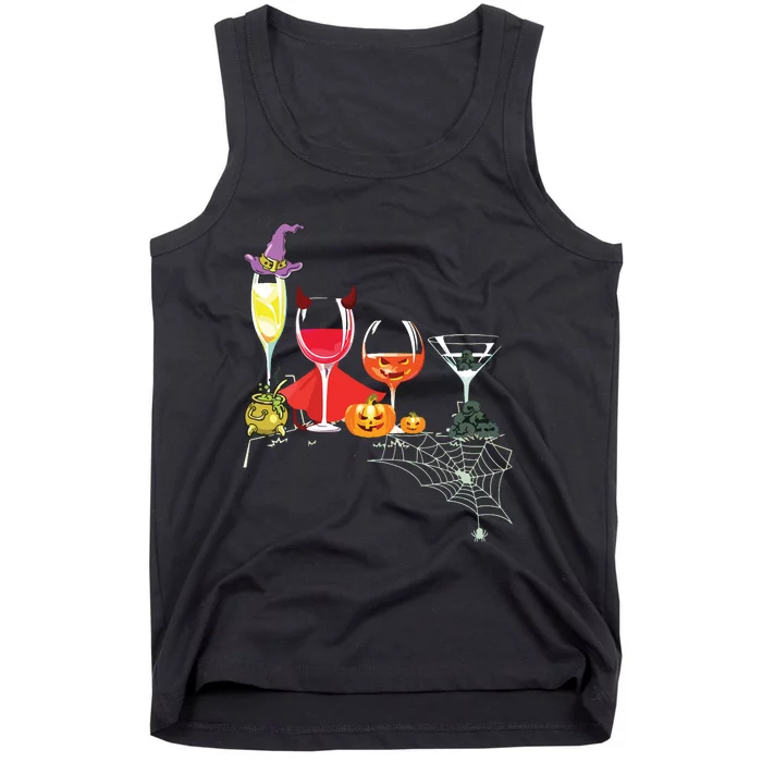 Women Spellbind Wine Glass Of Witchcraft Halloween Vneck Tank Top