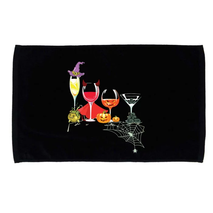 Women Spellbind Wine Glass Of Witchcraft Halloween Vneck Microfiber Hand Towel