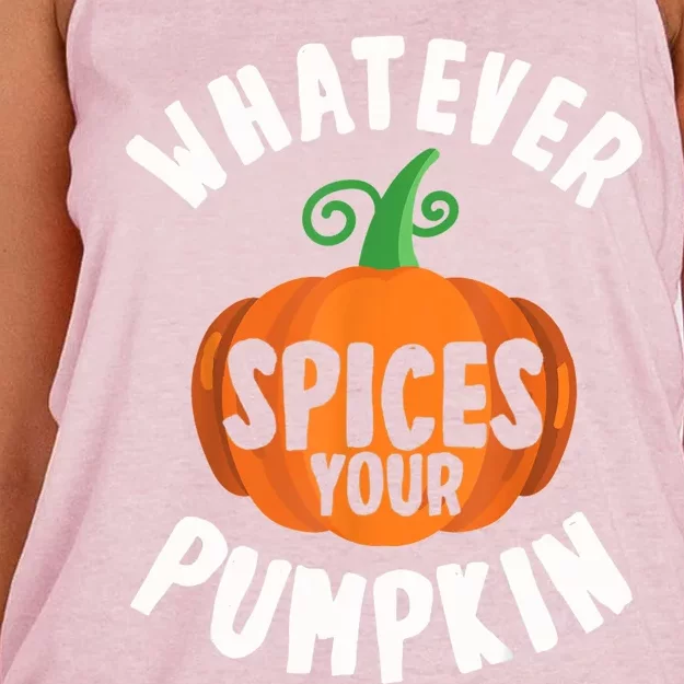 Whatever Spices Your Pumpkin Fall Season Halloween Spice Gift Women's Knotted Racerback Tank