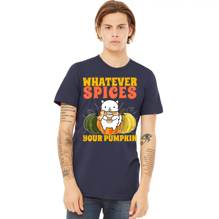 Whatever Spices Your Pumpkin Groovy Fall Season Halloween Premium T-Shirt