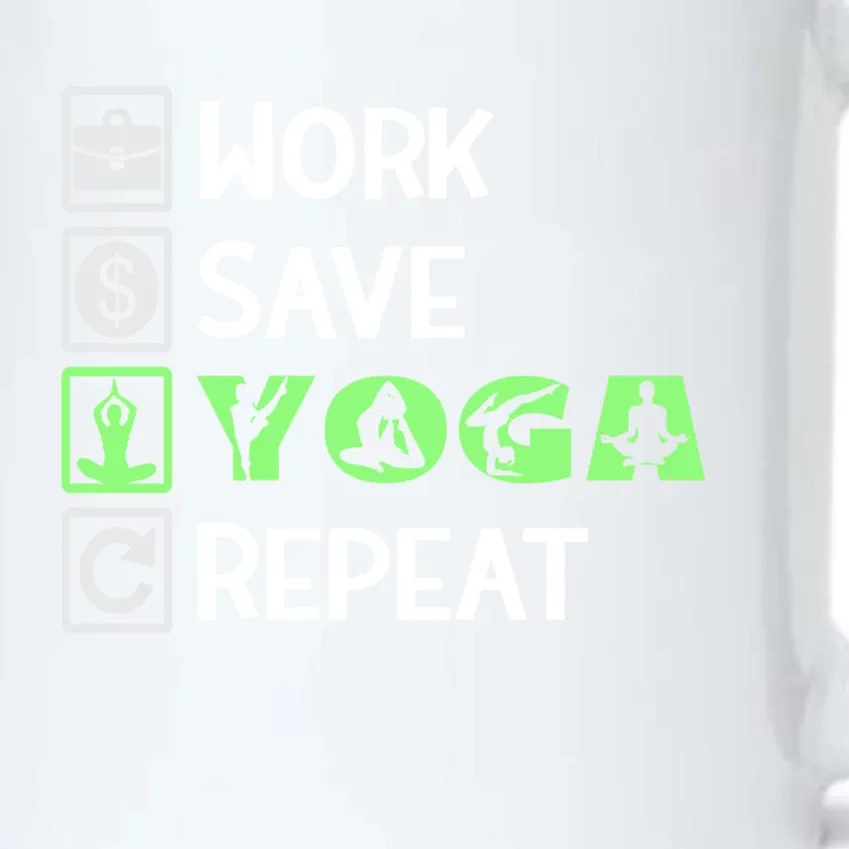 Work Save Yoga Repeat Meditation Namaste Yogi Sport Fitness Funny Gift Black Color Changing Mug