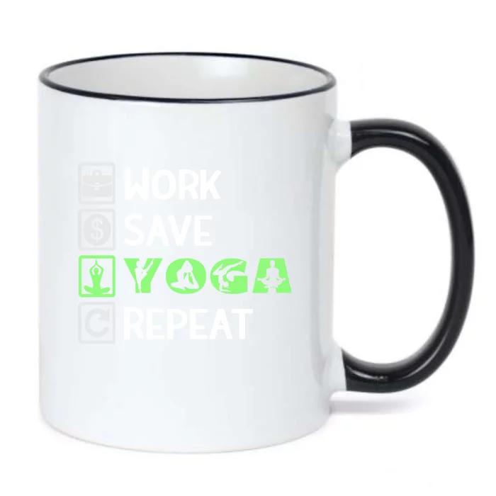 Work Save Yoga Repeat Meditation Namaste Yogi Sport Fitness Funny Gift Black Color Changing Mug