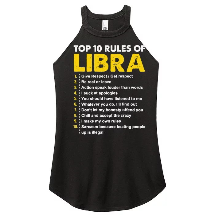 Wo Top 10 Rules Libra Horoscope Birthday Gift Women’s Perfect Tri Rocker Tank