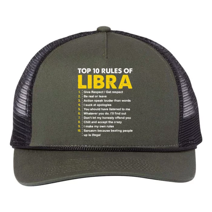 Wo Top 10 Rules Libra Horoscope Birthday Gift Retro Rope Trucker Hat Cap