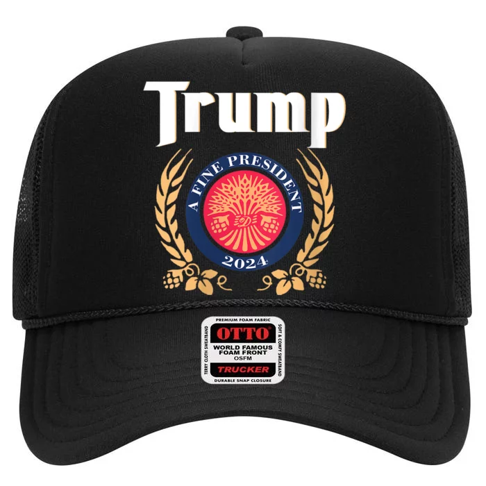 Women Trump 2024 Shirts Trump A Fine President 2024 High Crown Mesh Trucker Hat