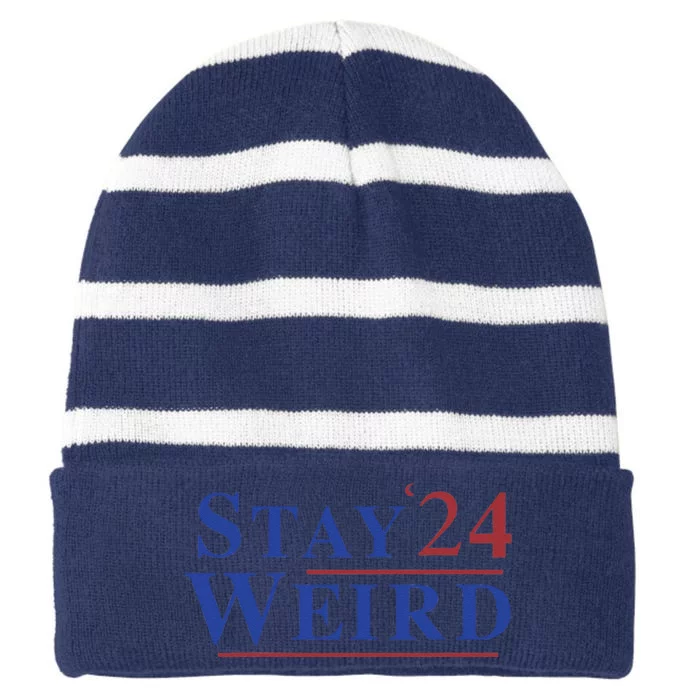 Weird Trump 2024 Stay Weird Donald Trump Jd Vance Striped Beanie with Solid Band