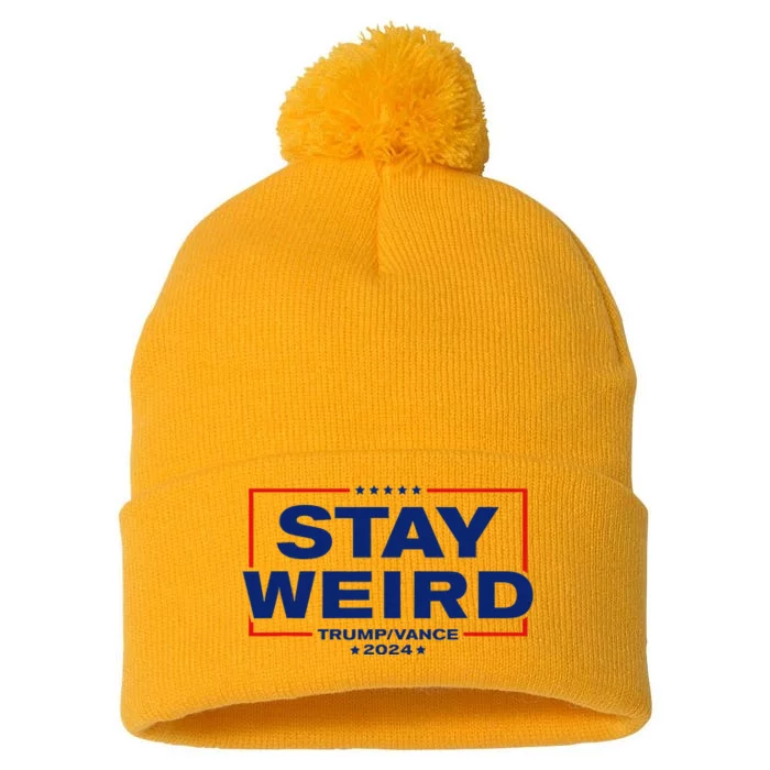 Weird Trump 2024 Stay Weird Donald Trump Jd Vance Pom Pom 12in Knit Beanie