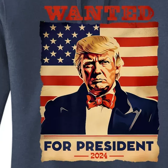 Wanted Trump 2024: Vintage Patriot Wanted For Presidency Premium Women's Pullover Hoodie