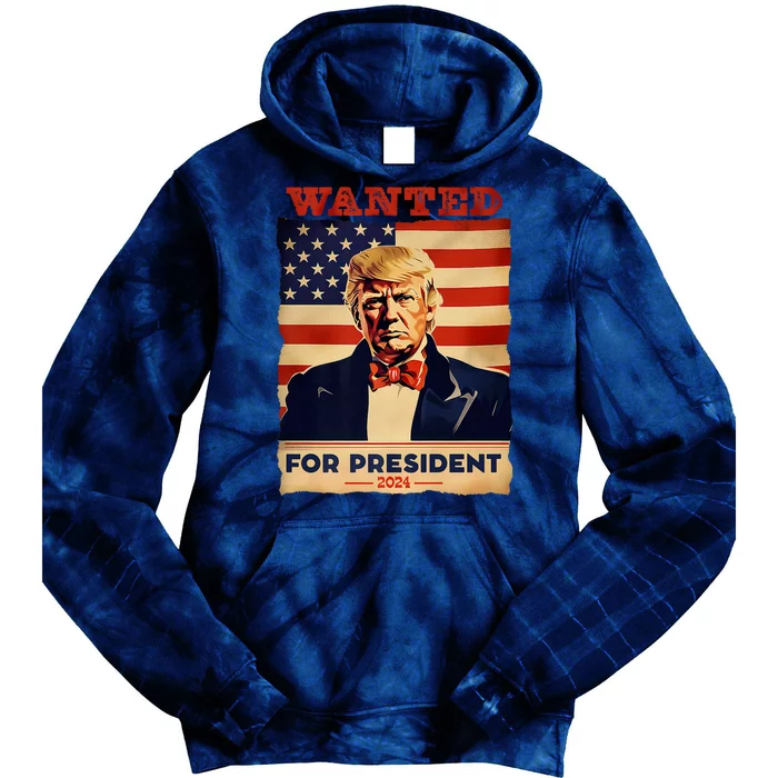 Wanted Trump 2024: Vintage Patriot Wanted For Presidency Premium Tie Dye Hoodie