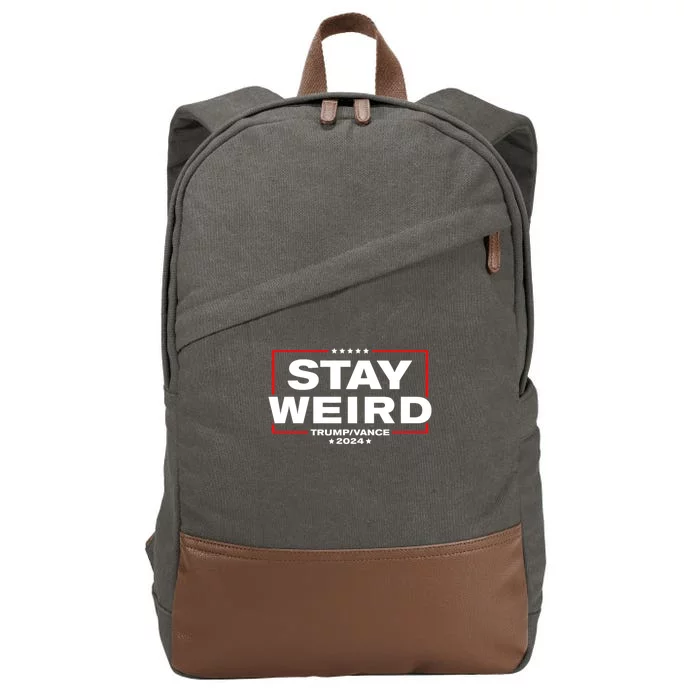 Weird Trump 2024 Stay Weird Donald Trump Jd Vance Cotton Canvas Backpack