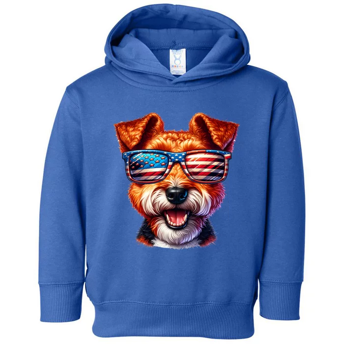 Welsh Terrier 4th Of July Patriotic Dog Lover American Flag Gift Toddler Hoodie