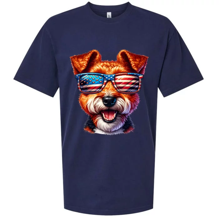 Welsh Terrier 4th Of July Patriotic Dog Lover American Flag Gift Sueded Cloud Jersey T-Shirt