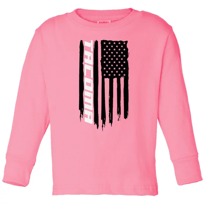 Washington Tacoma American Flag Usa Toddler Long Sleeve Shirt