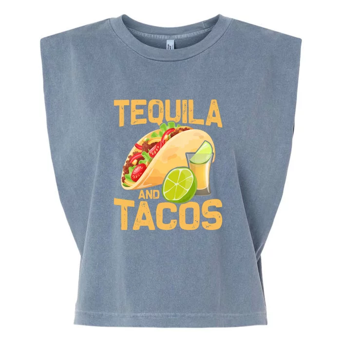 Womens Tacos And Tequila Funny Cinco De Mayo Garment-Dyed Women's Muscle Tee