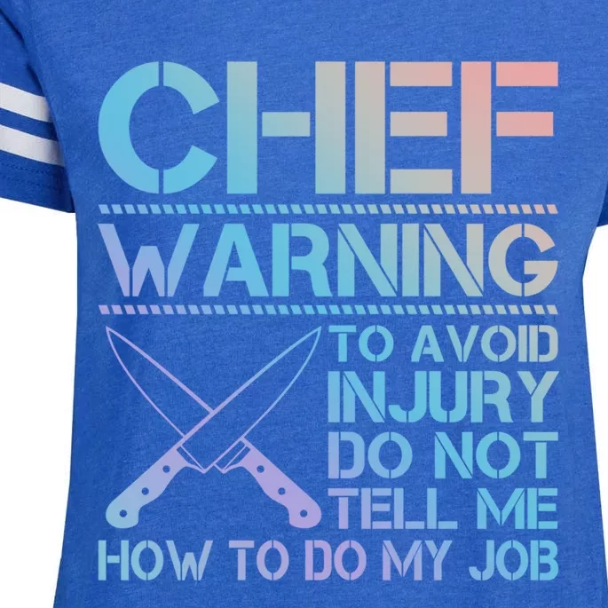 Warning To Avoid Injury Funny Chef Cool Gift Enza Ladies Jersey Football T-Shirt