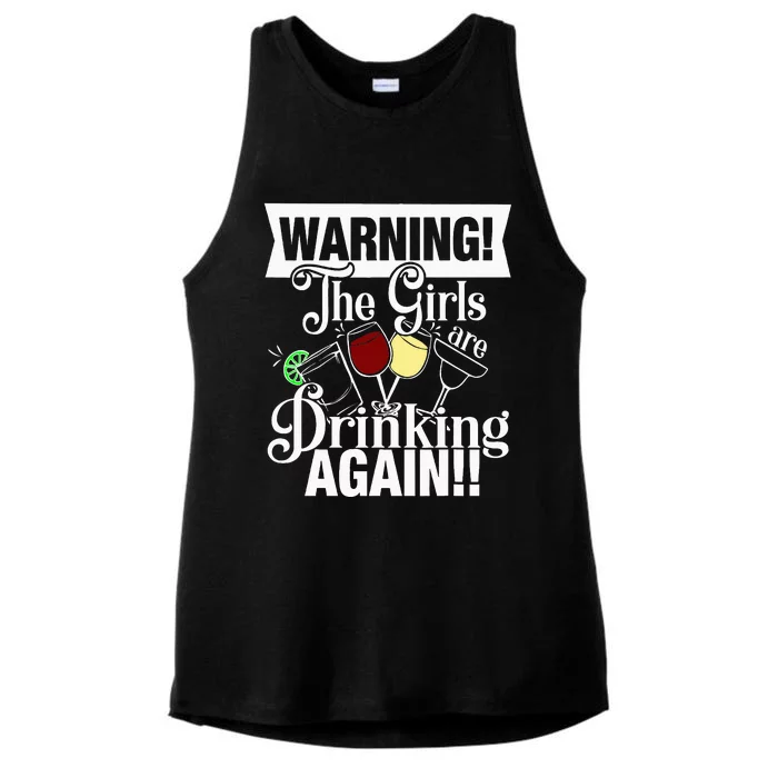 Warning The Are Drinking Again Ladies Tri-Blend Wicking Tank