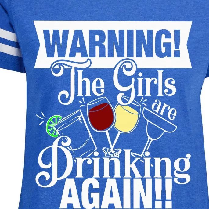 Warning The Are Drinking Again Enza Ladies Jersey Football T-Shirt