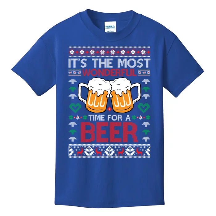 Wonderful Time Beer Ugly Christmas Sweaters Gift Kids T-Shirt