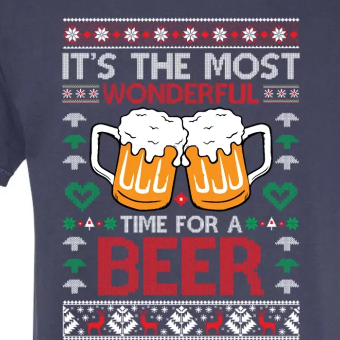 Wonderful Time Beer Ugly Christmas Sweaters Gift Garment-Dyed Heavyweight T-Shirt