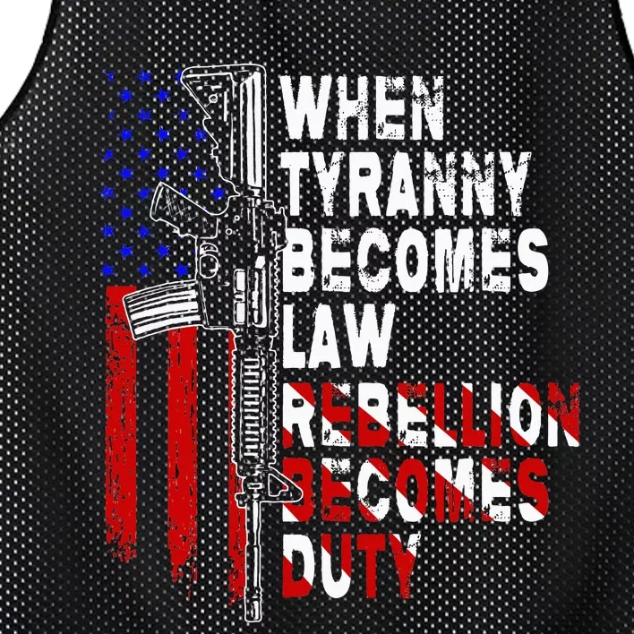 When Tyranny Becomes Law Rebellion Becomes Duty Guns Veteran Mesh Reversible Basketball Jersey Tank