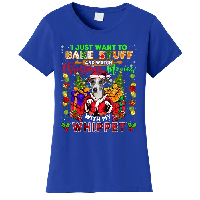 Want To Bake Stuff And Watch Xmas Movies With Whippet Santa Gift Women's T-Shirt