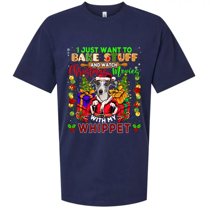 Want To Bake Stuff And Watch Xmas Movies With Whippet Santa Gift Sueded Cloud Jersey T-Shirt