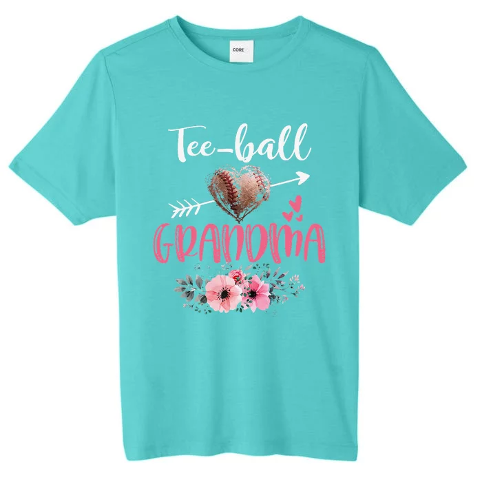 Womens Tee Ball Grandma Floral Funny Tee Ball Heart Mother's Day ChromaSoft Performance T-Shirt