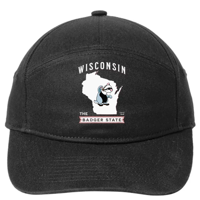 Wisconsin The Badger State Established 1848 7-Panel Snapback Hat