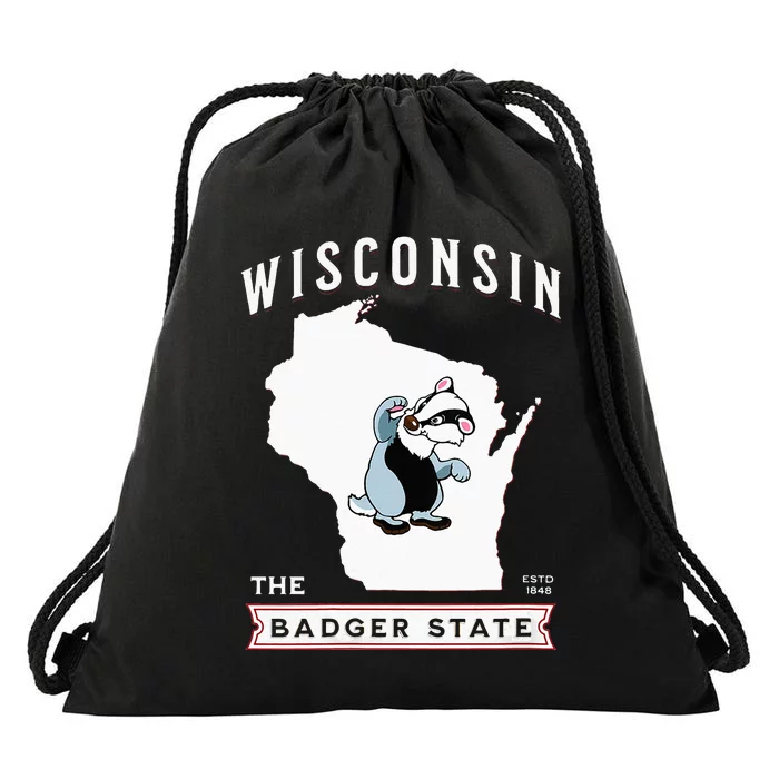 Wisconsin The Badger State Established 1848 Drawstring Bag