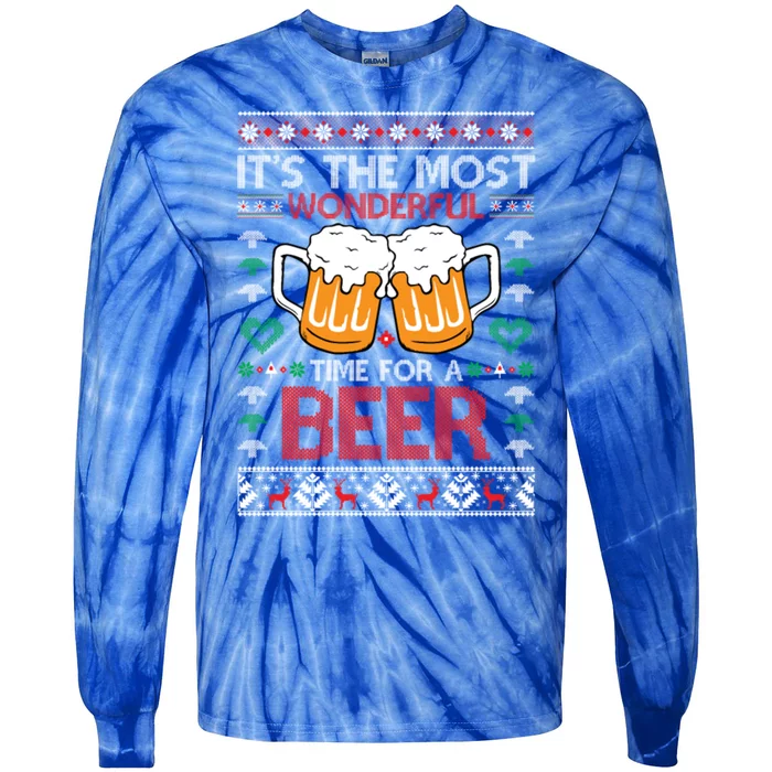 Wonderful Time Beer Ugly Christmas Sweaters Gift Tie-Dye Long Sleeve Shirt