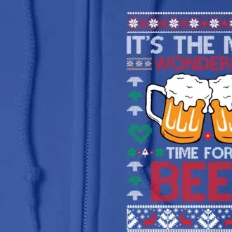 Wonderful Time Beer Ugly Christmas Sweaters Gift Full Zip Hoodie