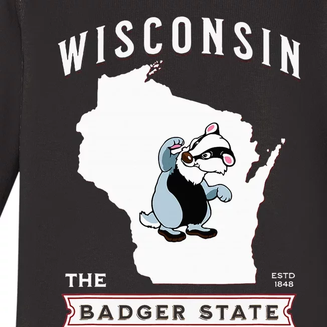 Wisconsin The Badger State Established 1848 Baby Long Sleeve Bodysuit