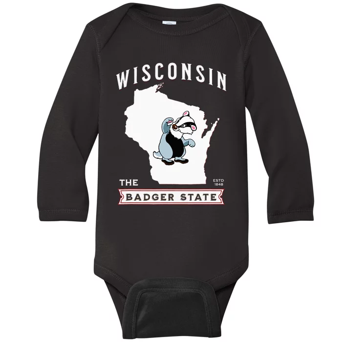 Wisconsin The Badger State Established 1848 Baby Long Sleeve Bodysuit