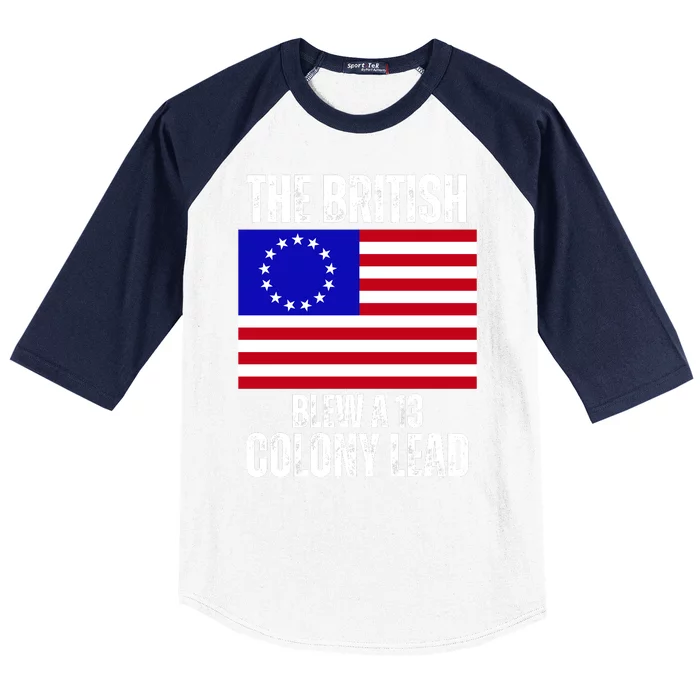 Withe The British Blew A 13 Colony Lead Baseball Sleeve Shirt