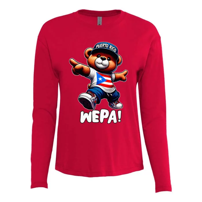 Wepa Teddy Bear Puerto Rico Flag Boricua Puerto Rican Womens Cotton Relaxed Long Sleeve T-Shirt