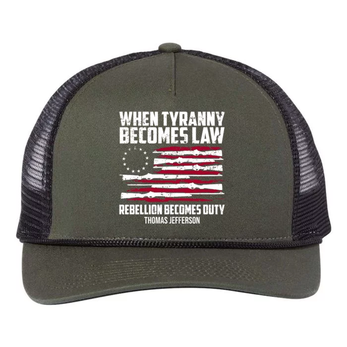 When Tyranny Becomes Law Rebellion Becomes Duty Thomas Jefferson Retro Rope Trucker Hat Cap