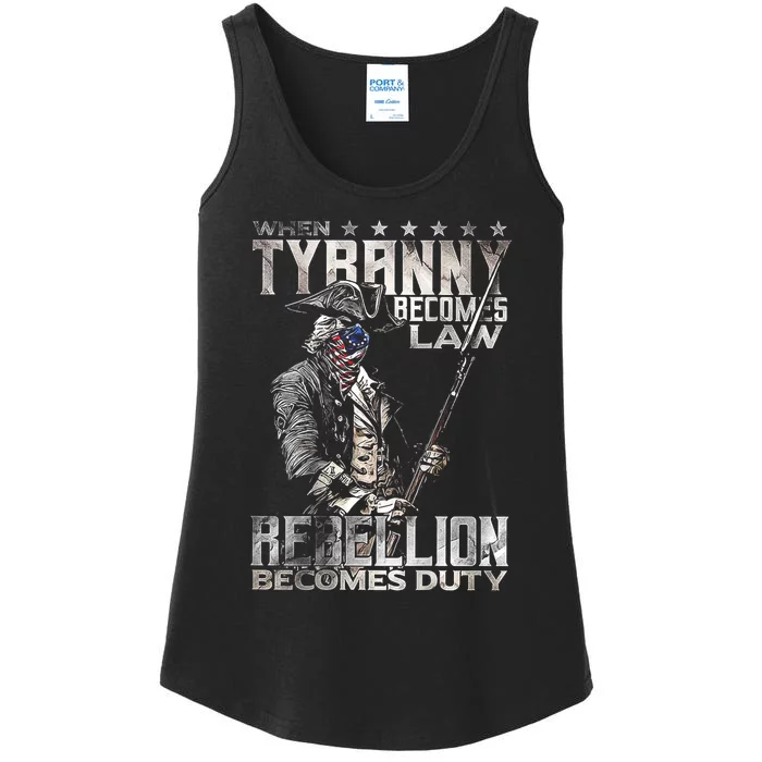 When Tyranny Becomes Law Rebellion Becomes Duty (On Back) Ladies Essential Tank