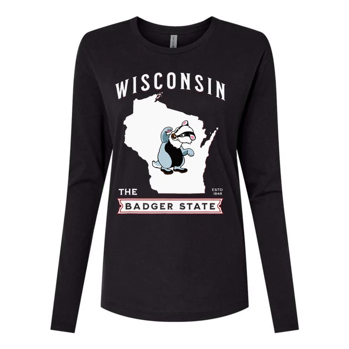 Wisconsin The Badger State Established 1848 Womens Cotton Relaxed Long Sleeve T-Shirt