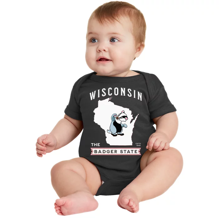 Wisconsin The Badger State Established 1848 Baby Bodysuit