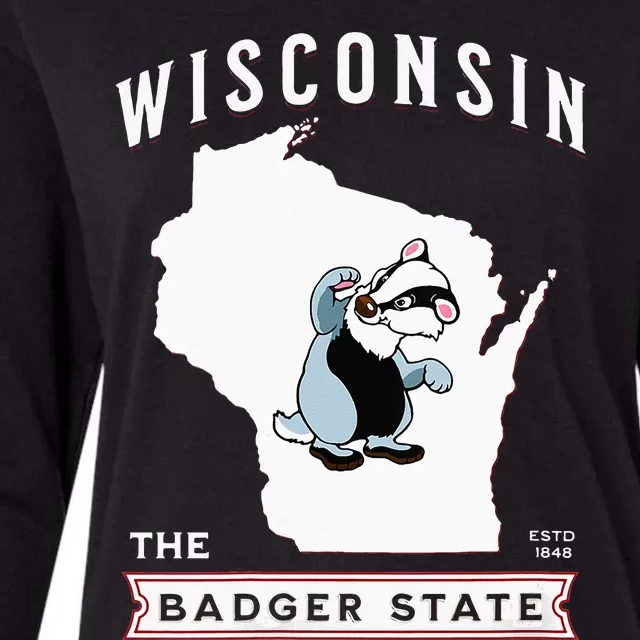 Wisconsin The Badger State Established 1848 Womens Cotton Relaxed Long Sleeve T-Shirt