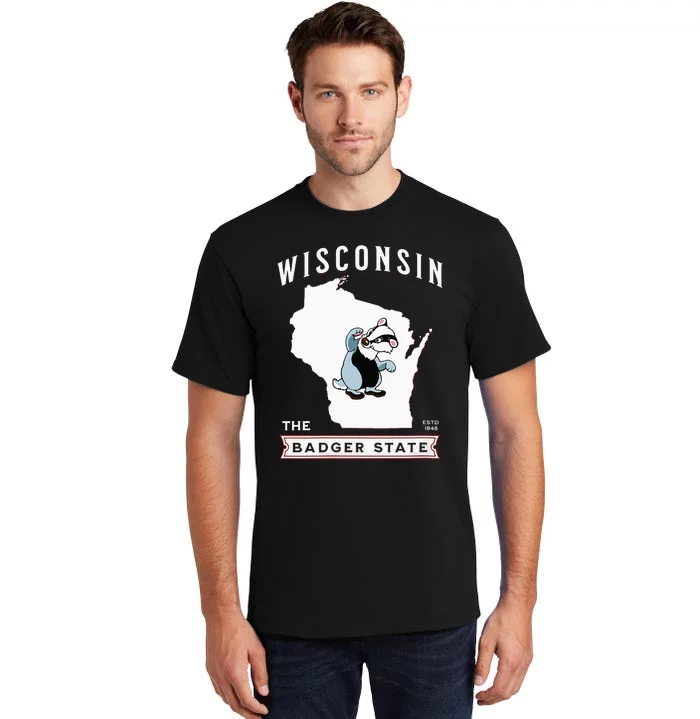 Wisconsin The Badger State Established 1848 Tall T-Shirt