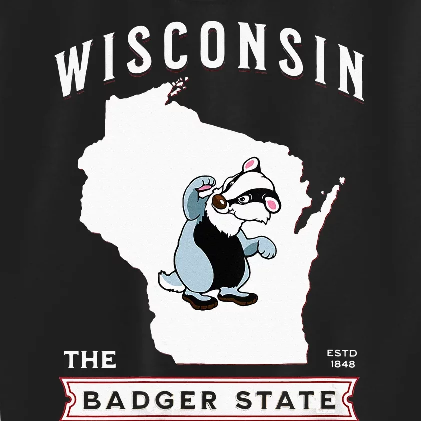 Wisconsin The Badger State Established 1848 Kids Sweatshirt