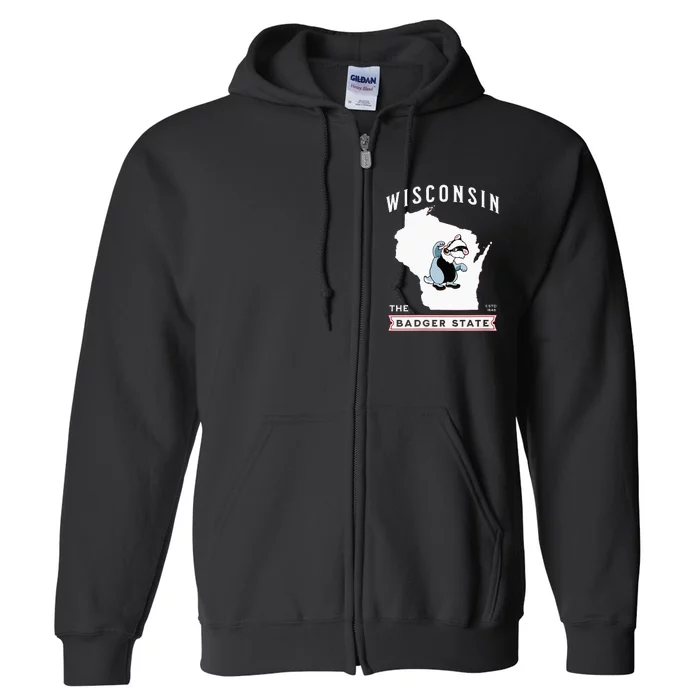 Wisconsin The Badger State Established 1848 Full Zip Hoodie