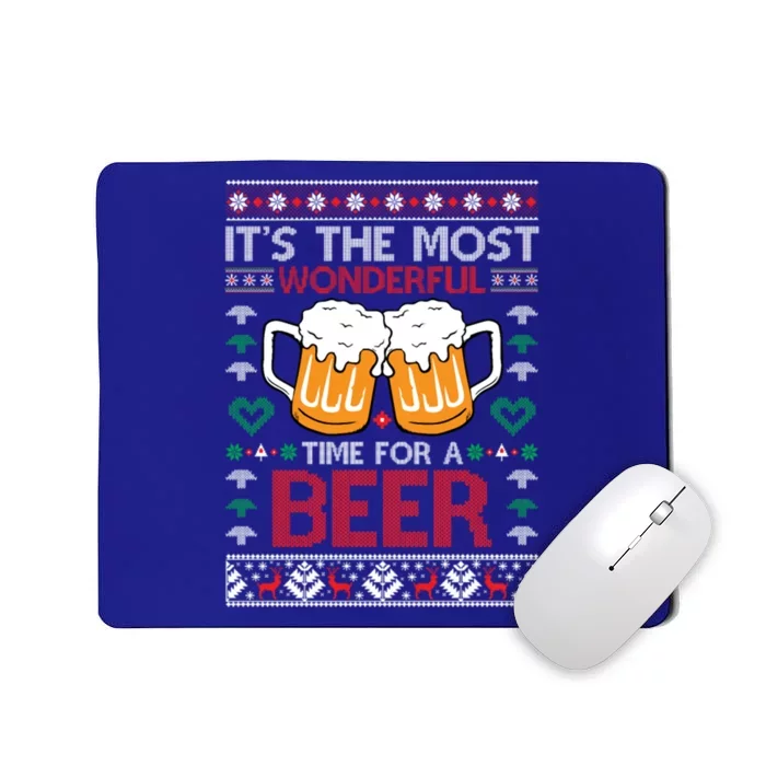 Wonderful Time Beer Ugly Christmas Sweaters Gift Mousepad