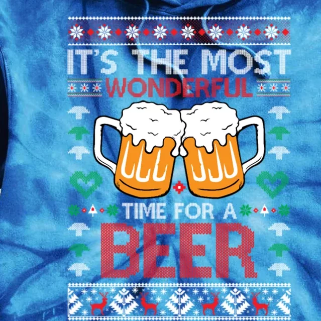 Wonderful Time Beer Ugly Christmas Sweaters Gift Tie Dye Hoodie