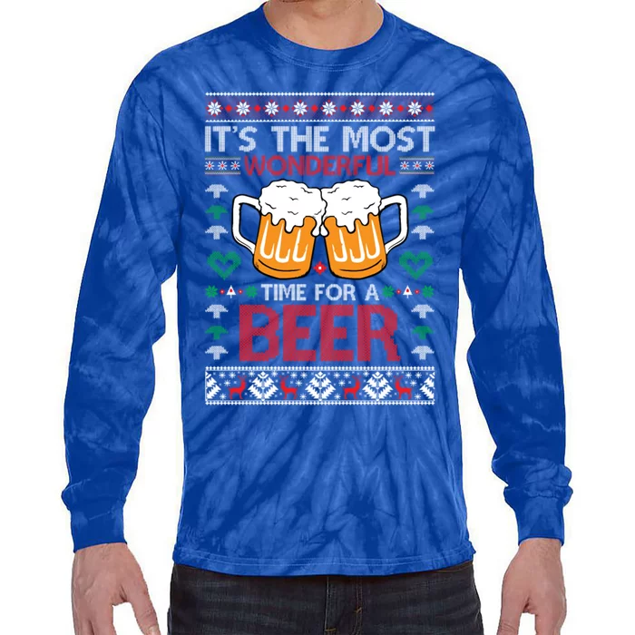 Wonderful Time Beer Ugly Christmas Sweaters Gift Tie-Dye Long Sleeve Shirt