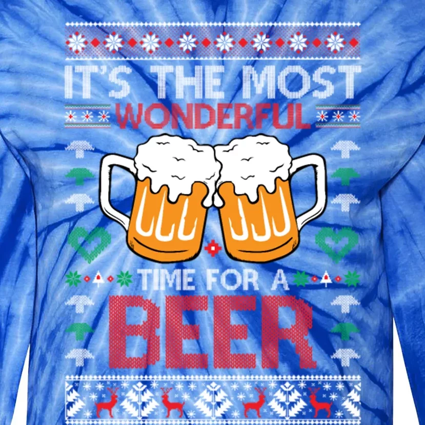 Wonderful Time Beer Ugly Christmas Sweaters Gift Tie-Dye Long Sleeve Shirt