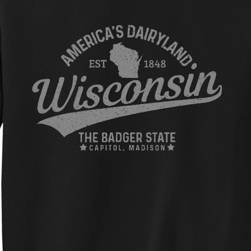 Wisconsin The Badger State Est 1848 State Map Sweatshirt